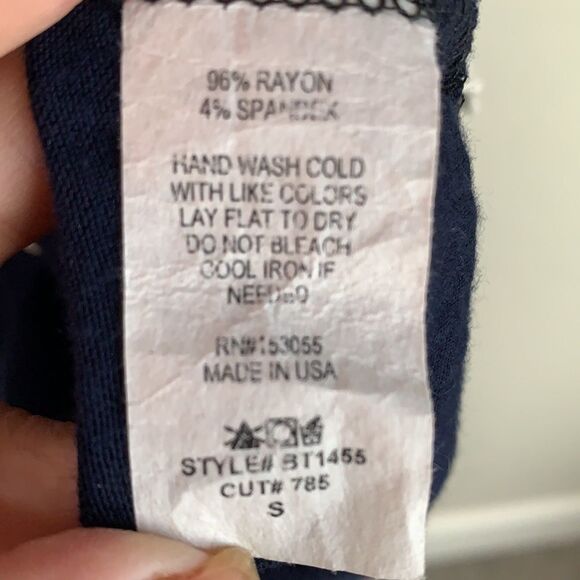 Raggs II Riches tank top navy blue spaghetti straps lace embellishment on bottom - Picture 6 of 6